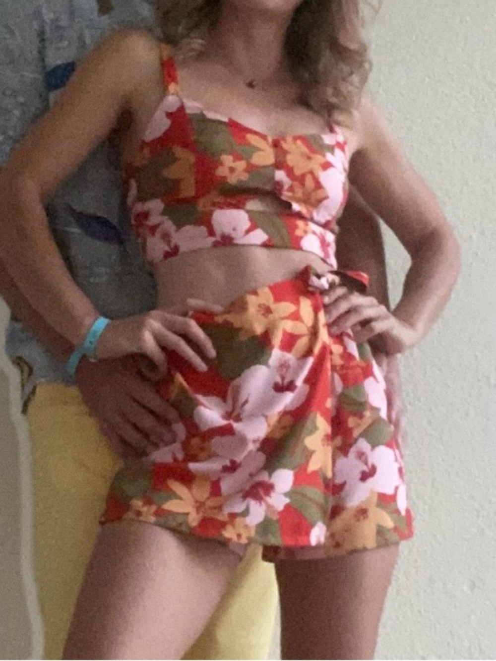 BOG Collective Tropical Floral Crop Top Wrap Skort Set size Small